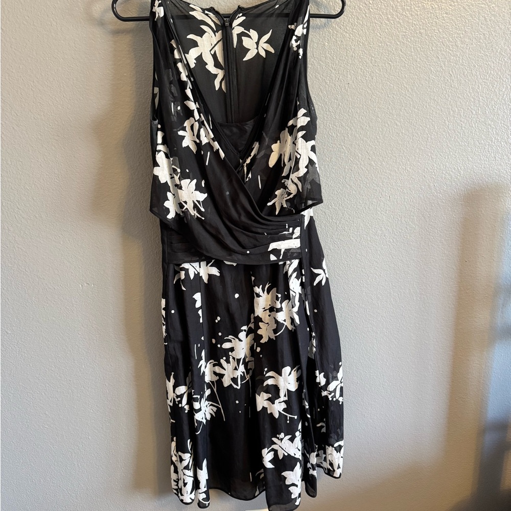 Elegant Black and White Floral Dress